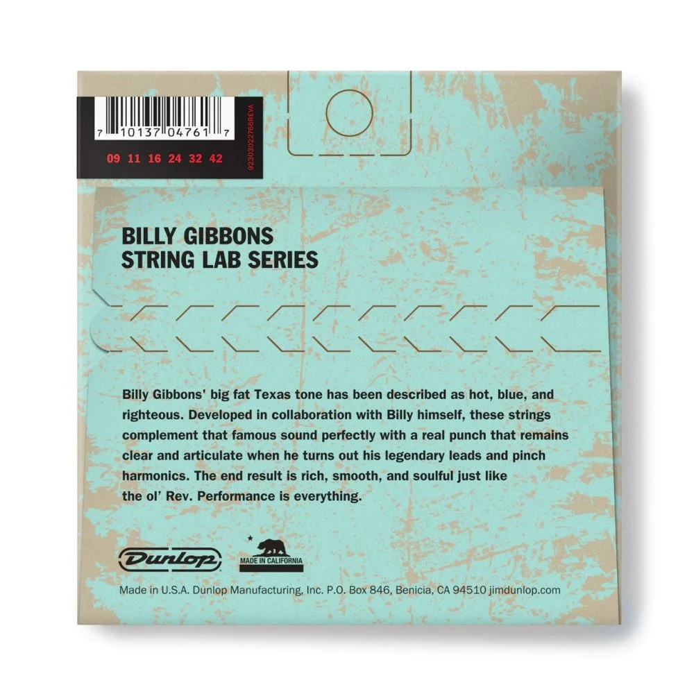 DUNLOP RWN0942 STRING LAB SERIES BILLY GIBBONS GUITAR STRING (09-42) — изображение 2
