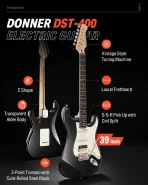 Donner Music DST-400 Electric Guitar Black - Зображення 2