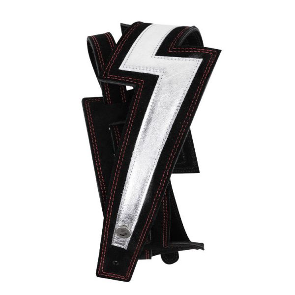 D'ADDARIO 25LNBT00 LIGHTNING BOLT SUEDE GUITAR STRAP (SILVER)